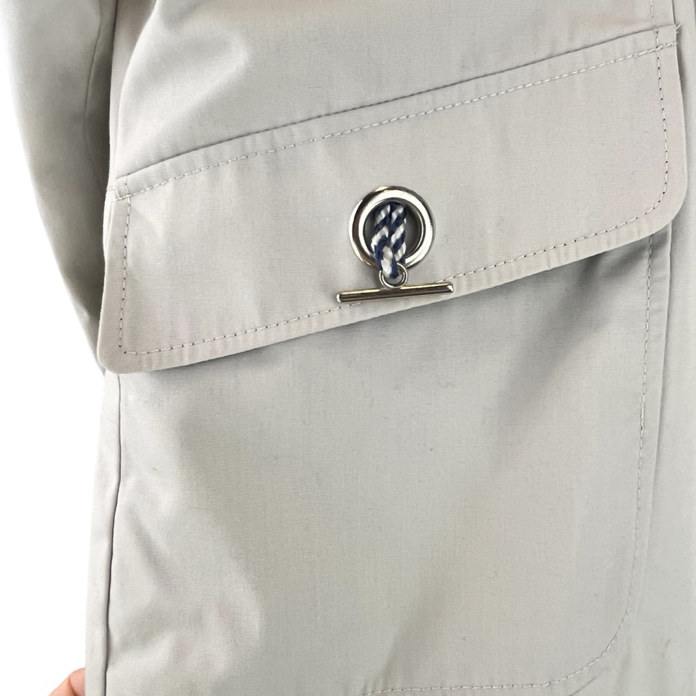 Mackintosh New England Hooded Rain Jacket Nautical Beige Navy Sz L - Picture 7 of 14